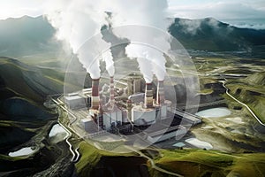 Volcanic energy. Iceland\'s geothermal might on display. The power station integrates with the landscape, photo