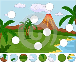 Volcanic eruption. Complete the puzzle and find the missing part