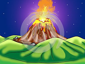 Volcanic Eruption Digital Illustration