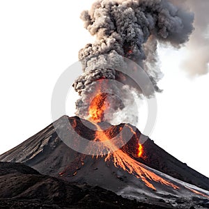 Volcanic eruption isolated on white background