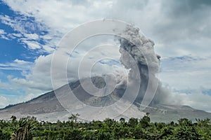 Volcanic eruption, powerful explosion of vulcano