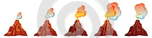 Volcanic eruption process in different stages