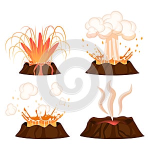 Volcanic Eruption Stages Illustrations Collection