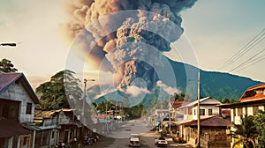 Volcanic eruption in the town of Ometepe, Nicaragua. Generative AI