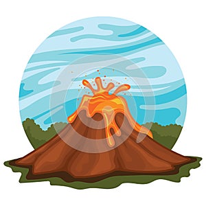 Volcanic eruption. Vector illustration decorative design