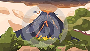 Volcanic Eruption Is A Violent Geological Event Where Molten Rock, Ash, And Gases Are Expelled From A Volcano Vent photo