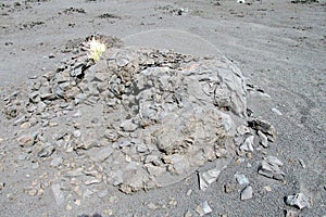 Volcanic gray frozen lava