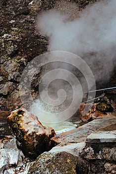 Volcanic hotsprings Of The Lake Furnas in Sao Miguel, Azores.