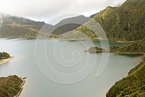 Volcanic lake in Azores, Portugal