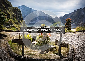 Volcanic lake in the crater