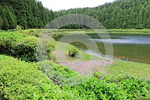 Volcanic lake in Sao Miguel island, Azores