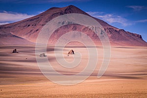 Volcanic Landscape in the Altiplano in Southern Bolivia near the border to Chile