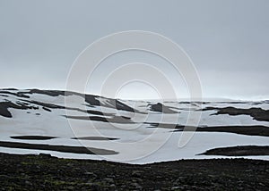 Volcanic landscape of Fimmvorduhals is the area between the glaciers Eyjafjallajokull and Myrdalsjokull in southern Iceland