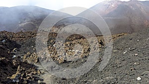 Volcanic landscape with gas chambers from Etna volcano