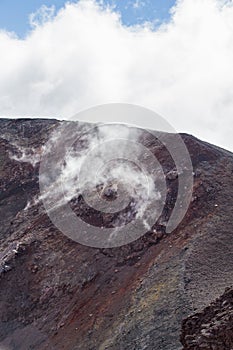 Volcanic landscape with gas chambers from Etna volcano