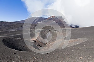 Volcanic landscape with gas chambers from Etna volcano