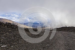 Volcanic landscape with gas chambers from Etna volcano