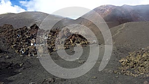 Volcanic landscape with gas chambers from Etna volcano