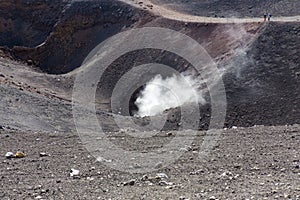 Volcanic landscape with gas chambers from Etna volcano