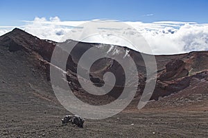 Volcanic landscape with gas chambers from Etna volcano