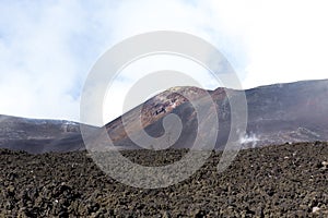 Volcanic landscape with gas chambers from Etna volcano