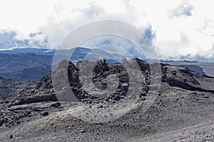 Volcanic landscape with gas chambers from Etna volcano