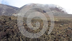 Volcanic landscape with gas chambers from Etna volcano