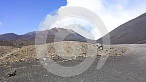 Volcanic landscape with gas chambers from Etna volcano