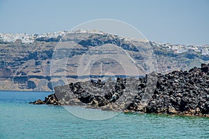 volcanic landscape of the island of Santorini