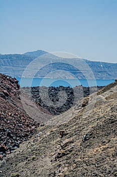 volcanic landscape of the island of Santorini