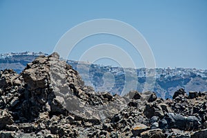 volcanic landscape of the island of Santorini