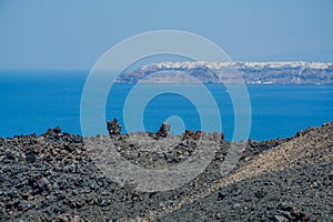 volcanic landscape of the island of Santorini