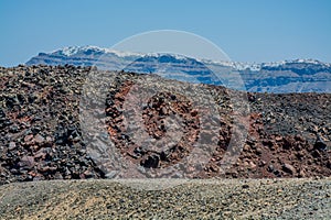 volcanic landscape of the island of Santorini