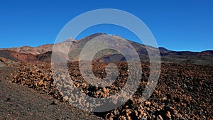 Volcanic landscape with lava Aa at Montana Samara hike, one of the most unusual, alien environment found at Teide National Park photo