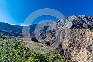 volcanic landscape with rocky and arid mountains in Volcan Poas National Park in Alajuela province of Costa Rica