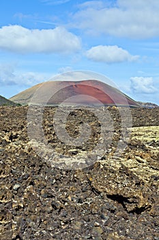 Volcanic landscape in Timanfaya National Park, Lanzarote,