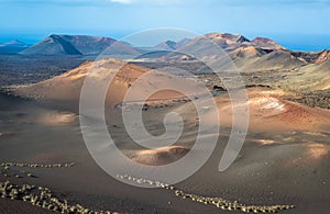 Volcanic landscape at Timanfaya National Park, Lanzarote Island, Canary Islands, Spain