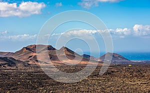 Volcanic landscape at Timanfaya National Park, Lanzarote Island, Canary Islands, Spain