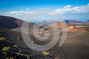 Volcanic landscape at Timanfaya National Park, Lanzarote Island, Canary Islands, Spain