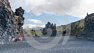 Volcanic lava rocks at Djupalonssandur beach in Snaefellsnes peninsula in Western Iceland