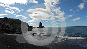 Volcanic lava rocks at Djupalonssandur beach in Snaefellsnes peninsula in Western Iceland