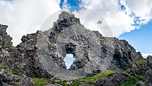 Volcanic lava rocks at Djupalonssandur beach in Snaefellsnes peninsula in Western Iceland