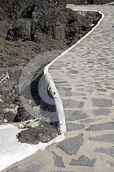 Volcanic lava rocks and a path