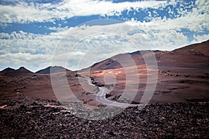 Volcanic red mounatins in national park Timanfaya