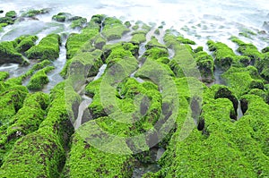 Volcanic reef formation of tidal creeks. photo
