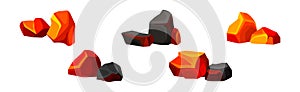 Volcanic Rock as Formed Lava with Rough and Solid Stones Vector Set