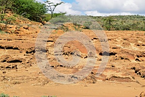 The Volcanic rock formations at Mount Suswa, Rift Valley, Kenya