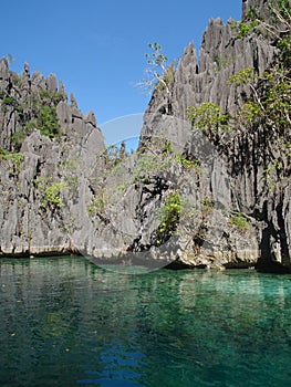 Volcanic rock and lagoon