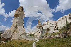 Volcanic rock pillars in Sword Valley, Cappadocia, Turkey