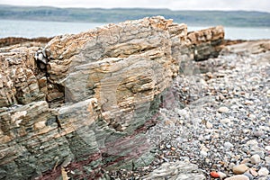 Volcanic rock texture on the coast of island